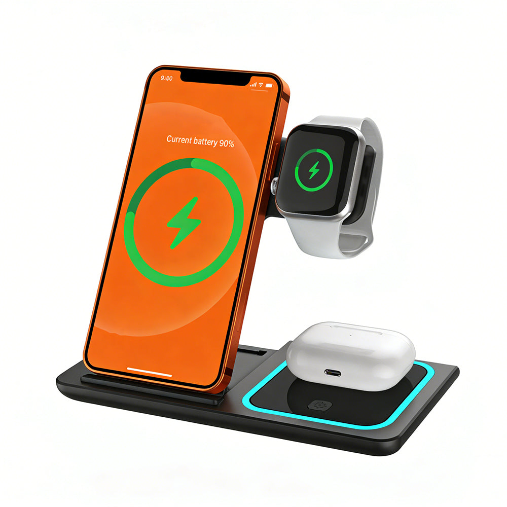 3-in-1 Magnetic Wireless Charging Station 15W – Foldable Phone Charger Stand PERSIAN