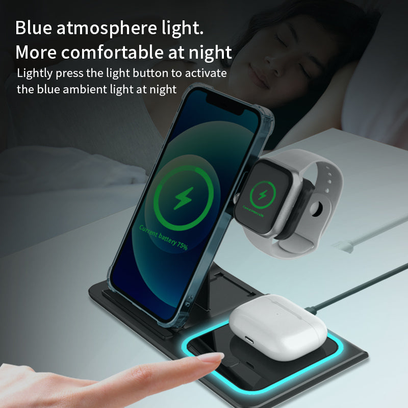 3-in-1 Magnetic Wireless Charging Station 15W – Foldable Phone Charger Stand PERSIAN