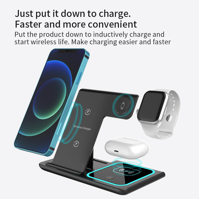 3-in-1 Magnetic Wireless Charging Station 15W – Foldable Phone Charger Stand PERSIAN
