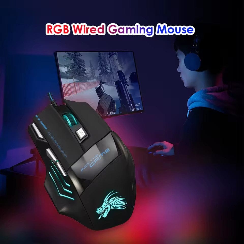 Gaming Mouse with 7-Color LED Backlight | 7-Button Adjustable USB Wired Optical Mouse for PC, Laptop & Office PERSIAN store