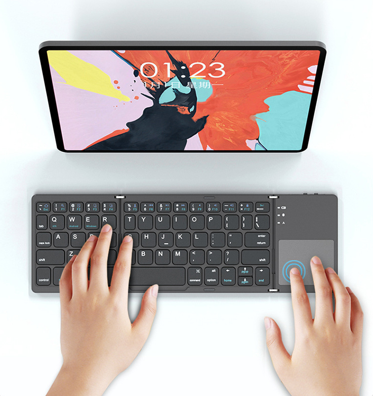 3-in-1 Foldable Mechanical Keyboard with Touchpad – Slim Wireless Mini Keyboard for Laptop PERSIAN