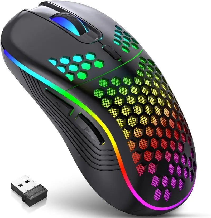 CM-G40W Wireless Gaming Mouse 2400 DPI Rechargeable RGB Honeycomb Mouse, 6 Buttons PERSIAN store
