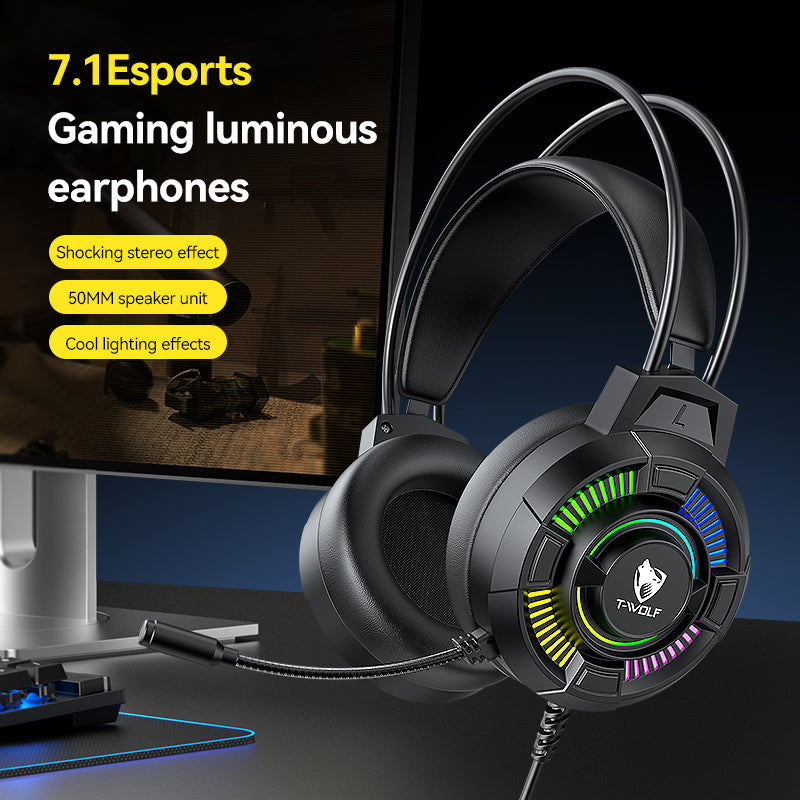 T-WOLF H140 7.1 USB Gaming Headset | RGB Wired Headphones PERSIAN