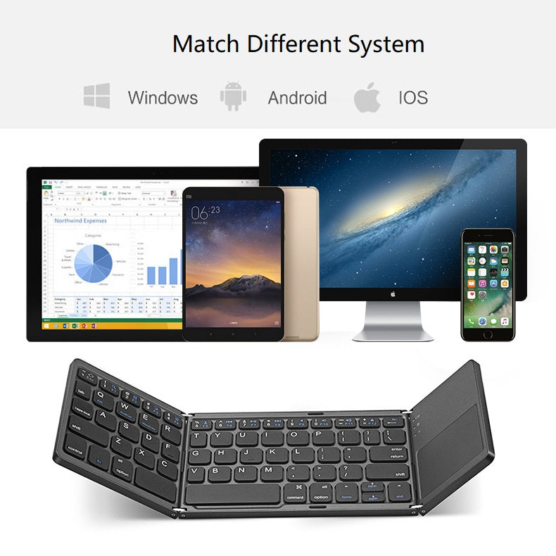 3-in-1 Foldable Mechanical Keyboard with Touchpad – Slim Wireless Mini Keyboard for Laptop PERSIAN