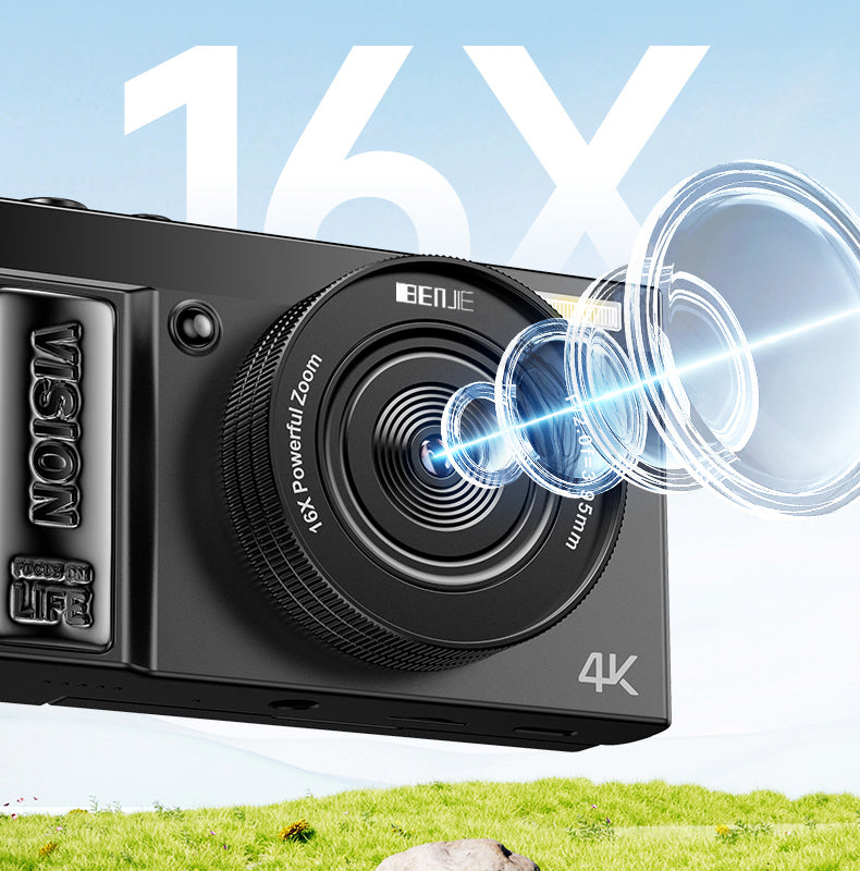 BENJIE A9 4K 64MP Digital Camera | Retro Y2K Compact Vlogging Camera with 16X Zoom, Flip Screen & EIS PERSIAN store