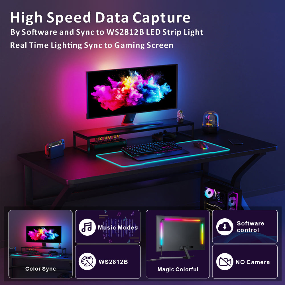 Ambient RGBIC RGB Gaming LED Strip | USB 5V PC Monitor Backlight PERSIAN