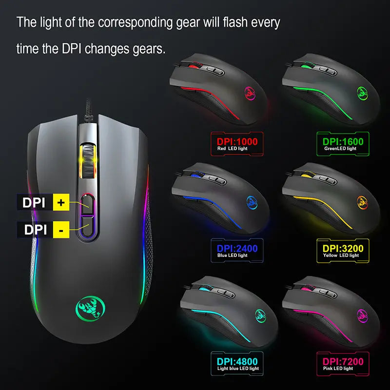 A869 3200 DPI RGB Gaming Mouse 6 Buttons, Optical USB Mouse for PC & Laptop PERSIAN store