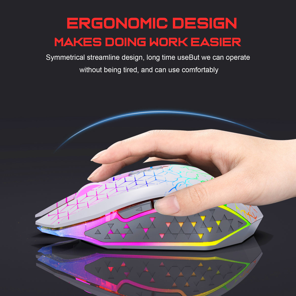 HXSJ T34 1600DPI RGB Wireless Gaming Mouse PERSIAN store