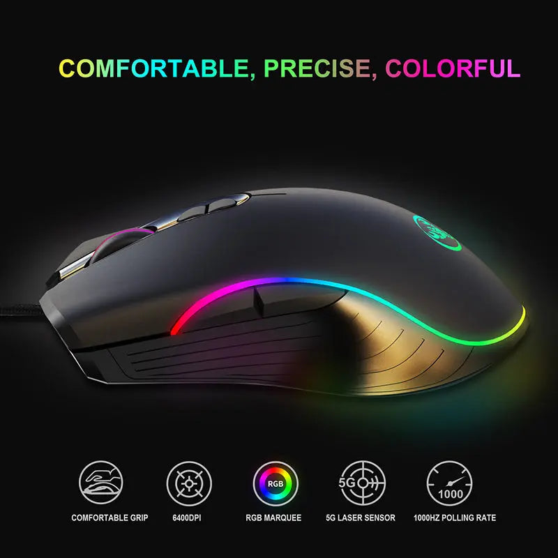 A869 3200 DPI RGB Gaming Mouse 6 Buttons, Optical USB Mouse for PC & Laptop PERSIAN store
