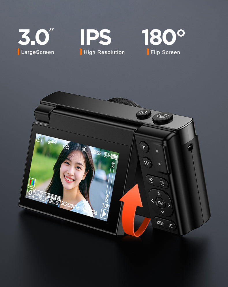 BENJIE A9 4K 64MP Digital Camera | Retro Y2K Compact Vlogging Camera with 16X Zoom, Flip Screen & EIS PERSIAN store
