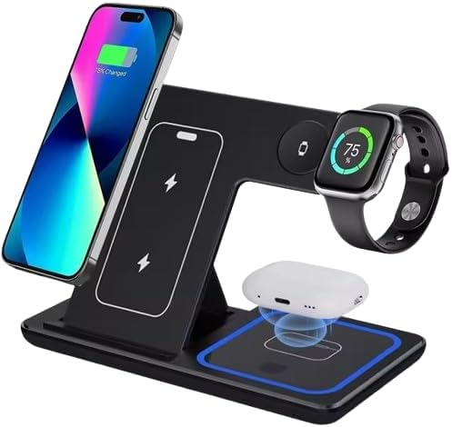 15W 3-in-1 Foldable Wireless Charging Stand – Phone, Watch & Earbuds PERSIAN